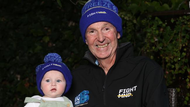 Neale Daniher grand daughter Billie before the Big Freeze game on the Queen’s Birthday holiday. Picture: Jake Nowakowski