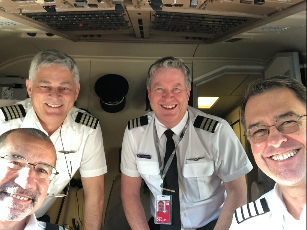 The flight crew on the history-making journey. Picture: Virgin Australia