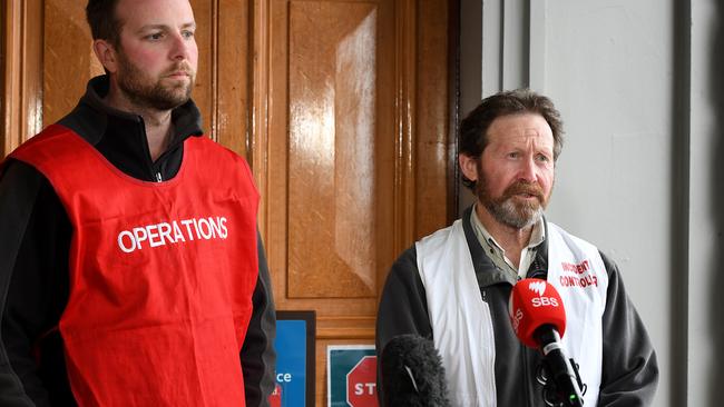 Dr Kris Carlyon (left) and Nic Deka said 94 whales had been saved. Picture: Steve Bell/Getty Images