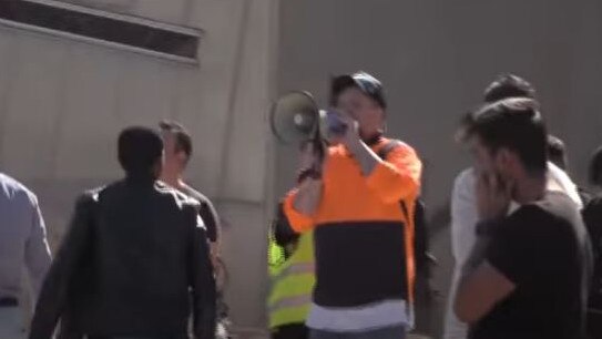 Neil Erikson used a megaphone to yell “Mohammed was a terrorist”.