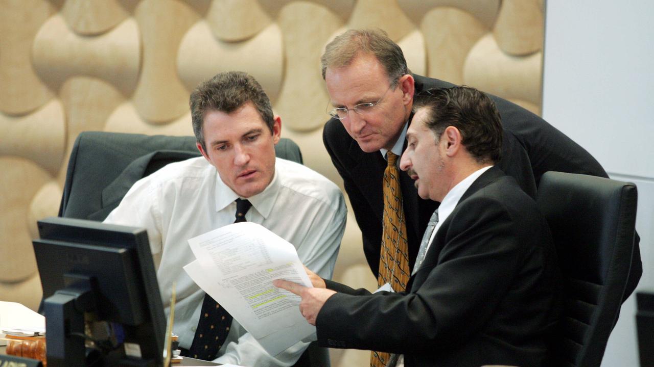 Dale Dickson, Director Organisational Services Joe McCabe and Councillor Eddy Sarroff at a Gold Coast City Council budget meeting in 2004.