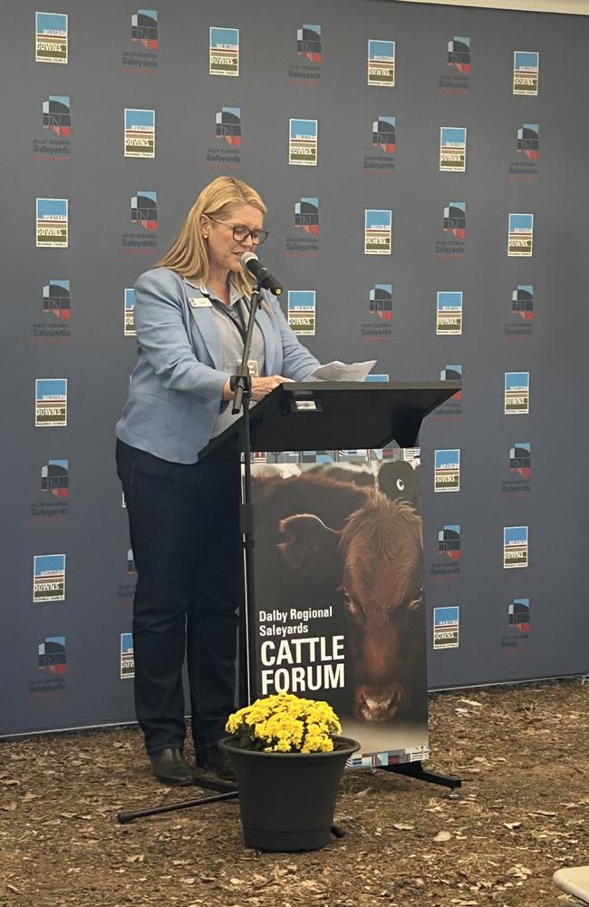 Alison Mobbs speaks at the cattle forum