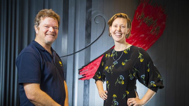 Rob Pennicott from Pennicott Wilderness Journeys with Tara Howell from Blue Derby Pods Ride. Tourism recovery plan launch at Grand Chancellor. Picture: RICHARD JUPE