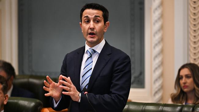 Queensland Premier David Crisafulli has been forced to defend the LNP’s Making Queensland Safer Laws during question time. Picture: Dan Peled / NewsWire