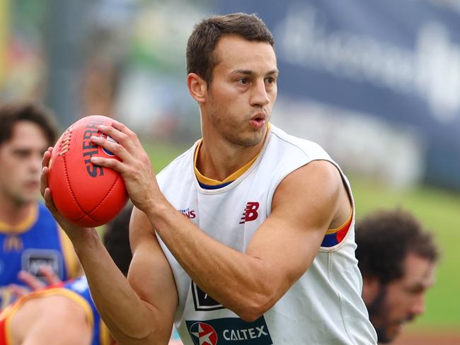 New recruit Tom Doedee at Lions training at Brighton Home Arena on Sunday. Picture Lachie Millard