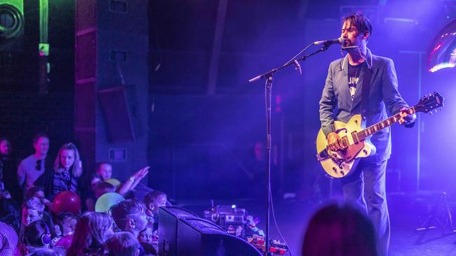 “Gigs you can take your kids to”: Grinspoon frontman and singer-songwriter Phil Jamieson performing at Small Fry Rock on July 30 2022. Picture: Glenn Hunt