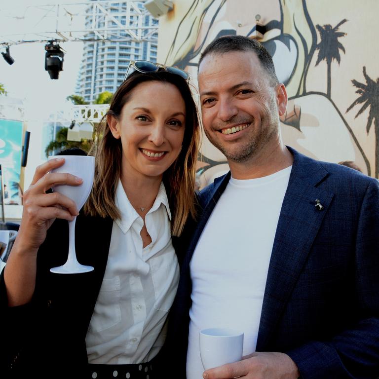 Phillippa Netolicky and Greg Chamberlain at the opening of Cali Beach Club, Surfers Paradise. Picture: Regina King