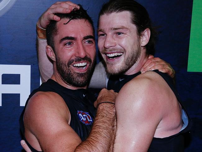 Kade Simpson and Bryce Gibbs starred for Carlton. Picture: George Salpigtidis