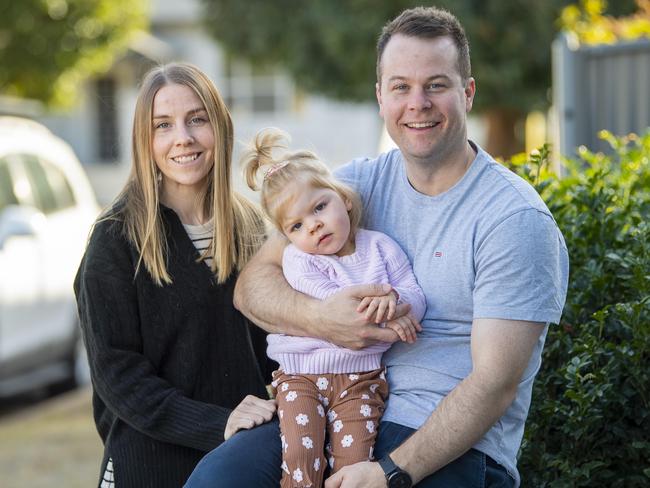 Rachel and Arlen Kaesler with their daughter Laura 2.5 years old who has  Cerebral Palsy, cortical vision impairment and epilespy.Wednesday,May,29,2024.Picture Mark Brake