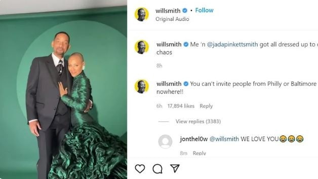 Will Smith chose chaos and glibness in the aftermath of his violent behaviour. Picture: Instagram/Will Smith