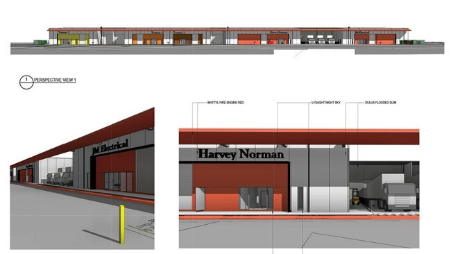 Designs for the Harvey Norman warehouse development. Picture: Burgess Rawson.