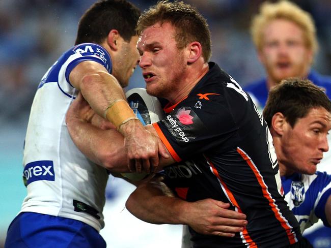 Lodge in action for the Wests Tigers.