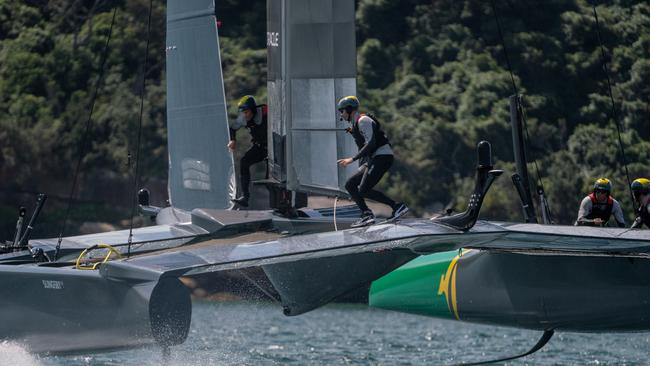 The Australian catamaran on Sydney Harbour ahead of the opening round of the 2019 SailGP. 