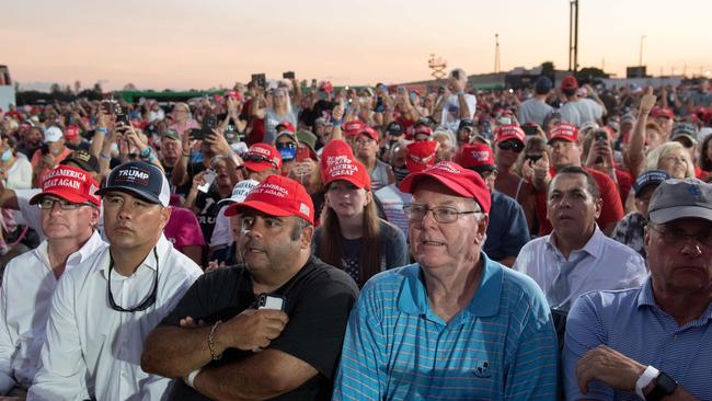 Trump supporters at his campaign rally in Sanford, Florida. Picture: AFP.