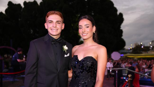 Flynn Babic and Jessika Barac the Emmanuel College class of 2025 formal at HOTA for Gold Coast at Large. Picture, Portia Large.
