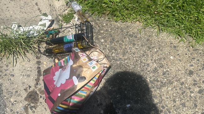 Discarded Christmas gifts littered the driveway of Tamara Srhoj's home. Picture: Supplied