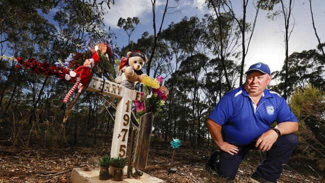 Daryl Floyd at the memorial for Terry. Picture: Alex Coppel