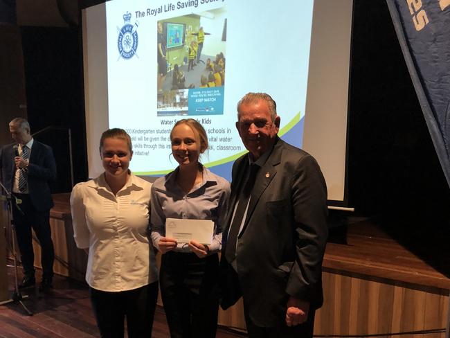 (L to R) Ash Cater, Royal Life Saving Society – NSW Branch, and     Kimberley Noffs, health promotion manager, Royal Life Saving  Society – NSW Branch, with George Taylor, president of Cabra Vale Diggers Club, at the Fairfield area Club Grants presentation at Cabramatta Leagues Club on Wednesday, August 8, 2018