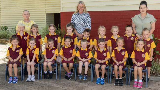 Sarina State School Prep B Mrs Bell, Principal Ms Adams, Mrs Granham Back Row: Declan, Caleb, Sienna, Olivia, Archie, Skylah-Rose, Evie, Roman, Indi Front Row: Belle, Kenzie, Tanner, Aubrey, Darcy, Shae, Charlie, Jane Picture: Michaela Harlow