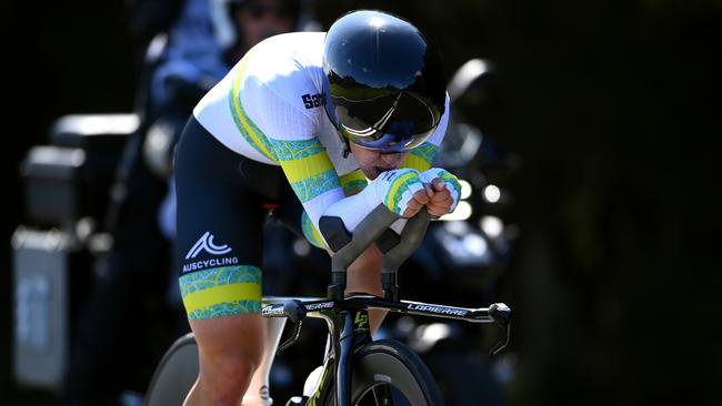 Aussie star Grace Brown has fallen agonisingly short of a historic Time Trial gold medal, after getting pipped at the post. Picture: Getty Images.