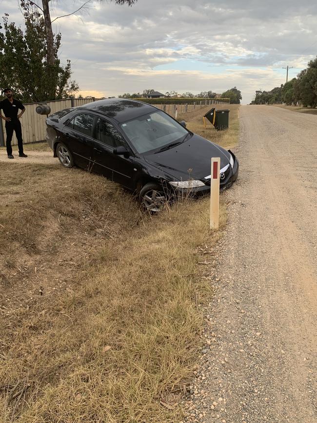 This car lost control on Como Road last Friday.