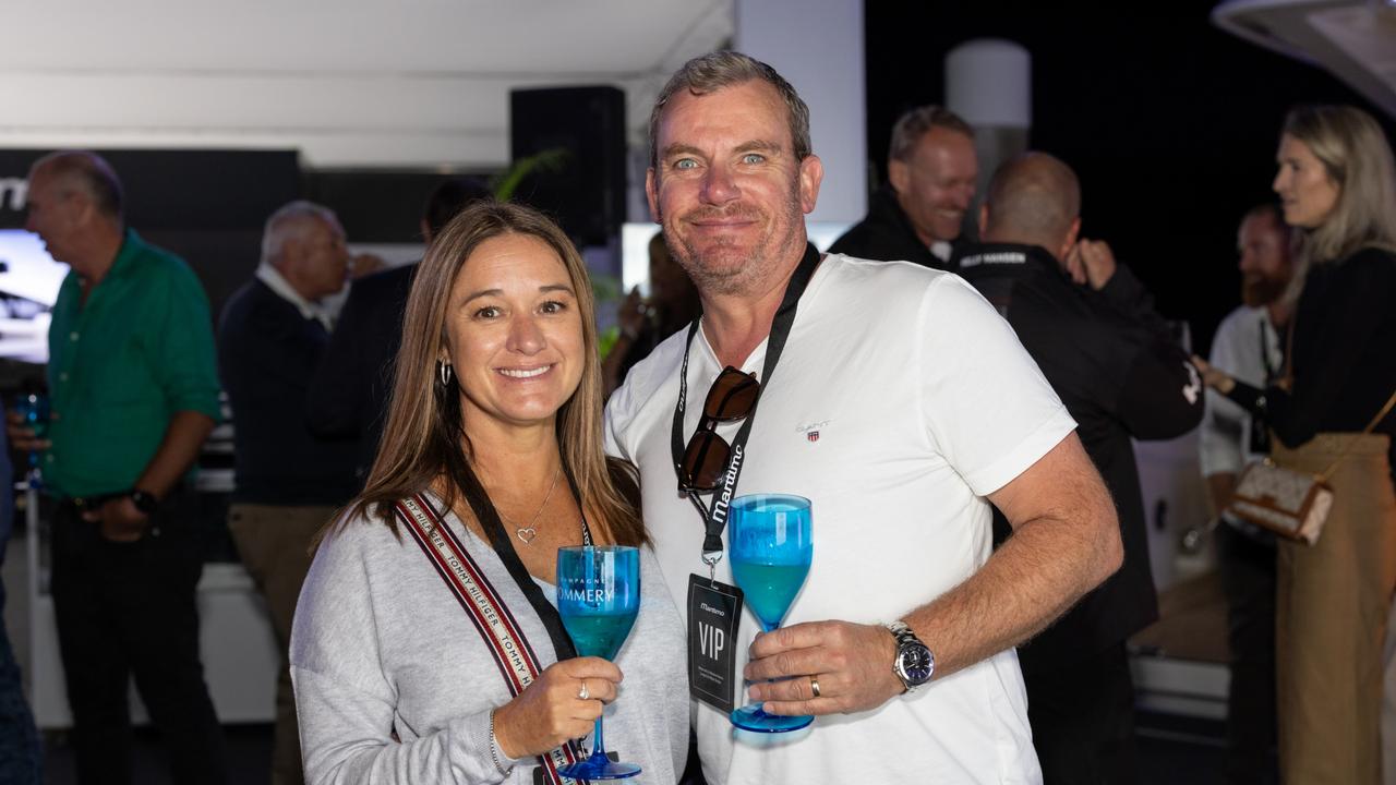 Leigh Marven and John Marven for The Pulse at Maritimo Luxury Yachts global launch of the S75 and M75 at the Sanctuary Cove International Boat Show 2023. Picture: Celeste Humphrey