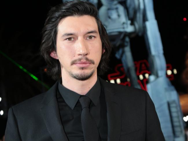 Publicity shy Adam Driver at the world premiere of The Last Jedi in Los Angeles. Picture: Alex J. Berliner / ABImages