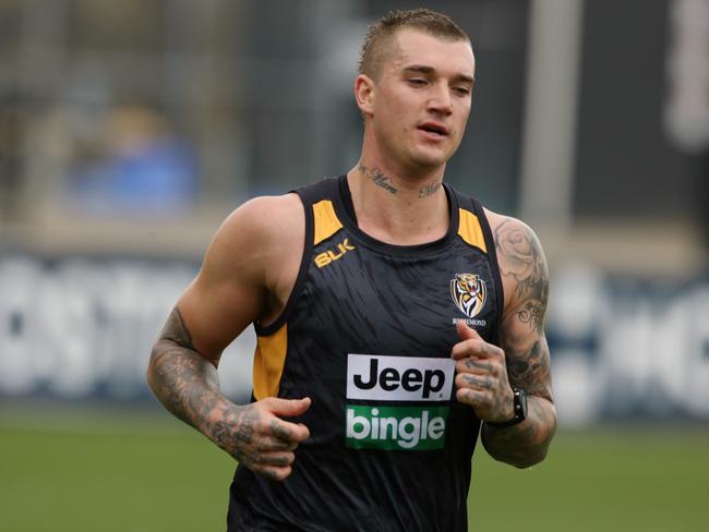 Dustin Martin, who was third in the 2016 Brownlow Medal count, has told of his pain of playing the season without his dad on the sidelines. Picture: Wayne Ludbey