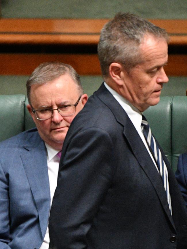 Shadow Minister for Infrastructure Anthony Albanese and Leader of the Opposition Bill Shorten during Question Time in the House of Representatives at Parliament House in Canberra, Tuesday, June 26, 2018. (AAP Image/Mick Tsikas) NO ARCHIVING