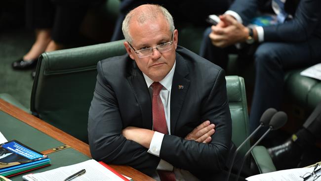 Prime Minister Scott Morrison during Question Time. Picture: AAP 