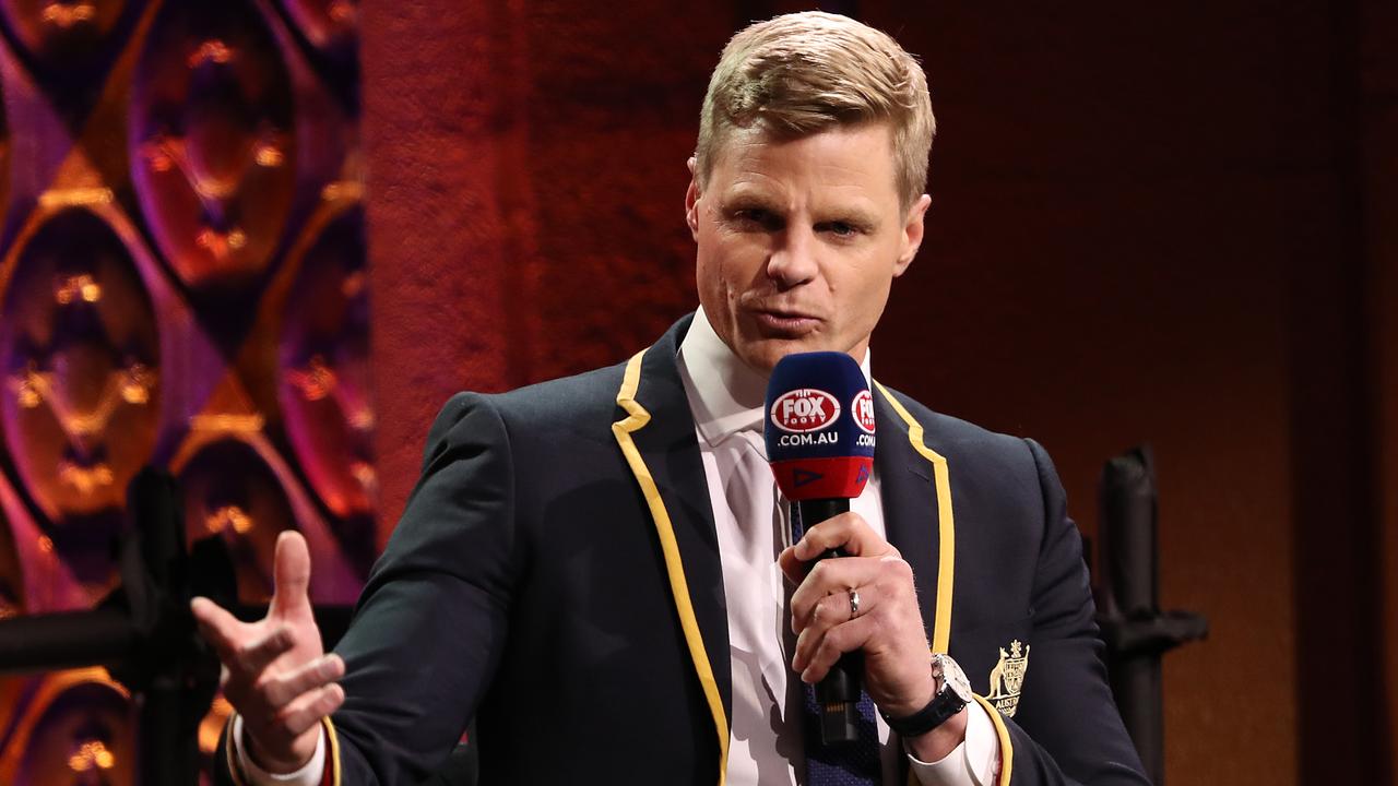 Nick Riewoldt speaks during the 2019 All Australian Awards at Palais Theatre.