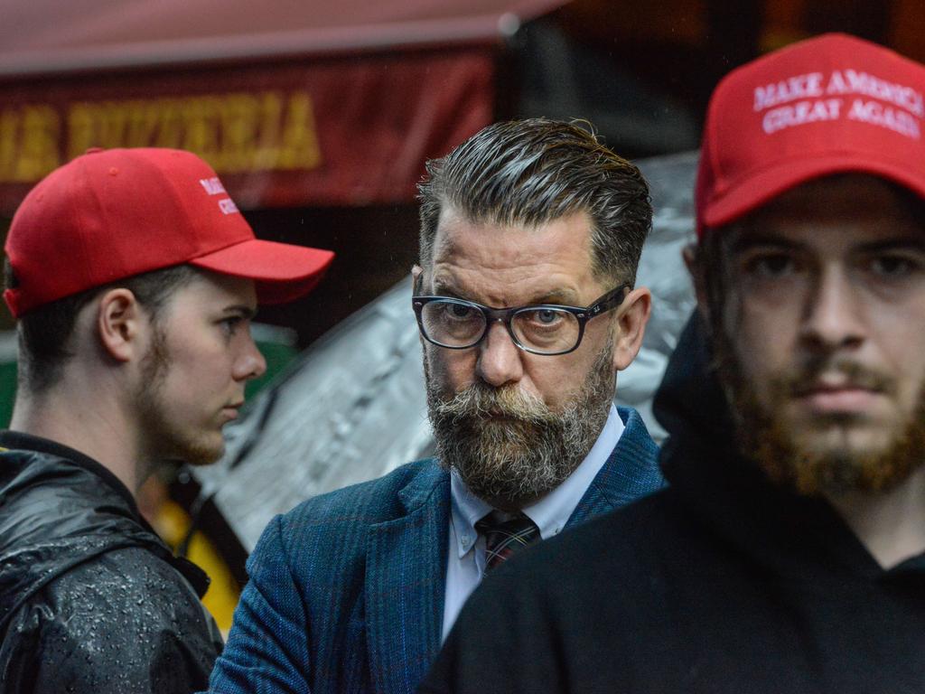 Canadian Gavin McInnes at a protest in 2017. Picture: Stephanie Keith/Getty Images/AFP