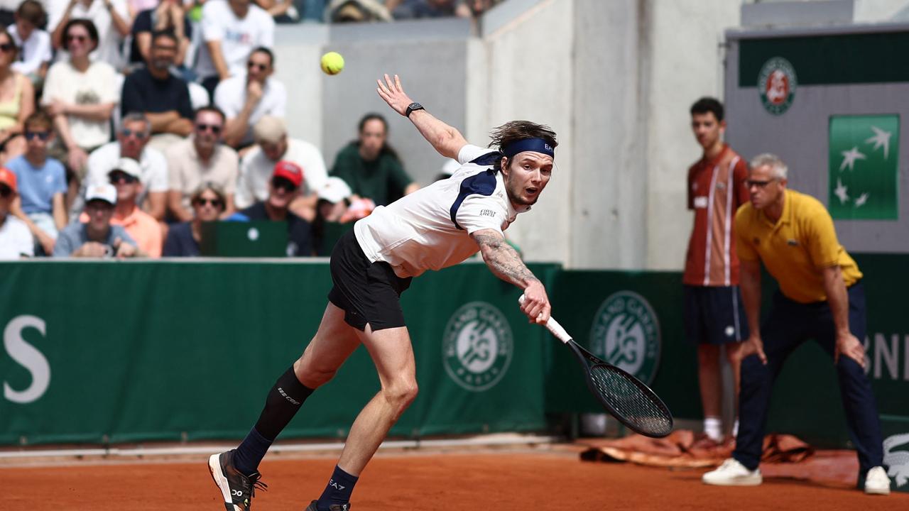 Kazakhstan's Alexander Bublik overcame a slow start to win in 5 sets against Alex de Minaur. (Photo by Anne-Christine POUJOULAT / AFP)