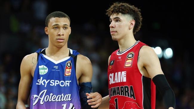 Future NBA stars LaMelo Ball and RJ Hampton last season.