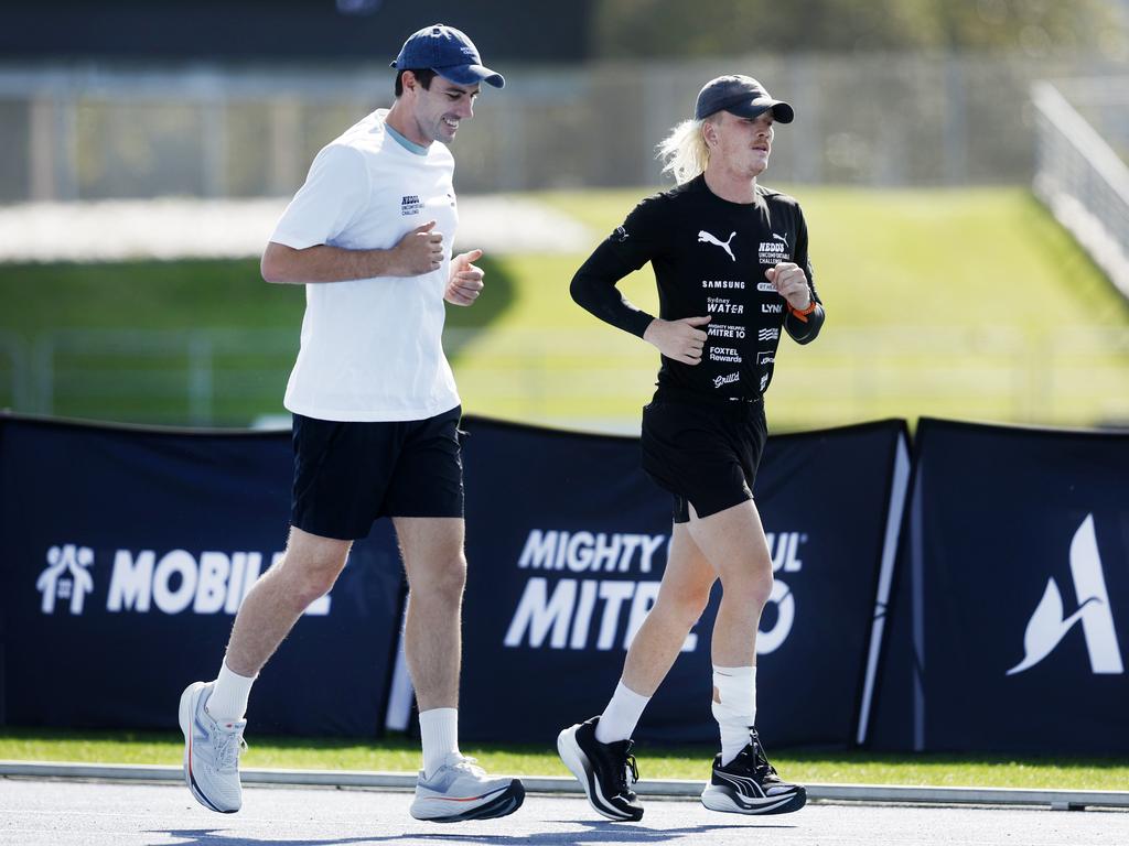 Australian Cricket captain Pat Cummins joined Nedd for a few laps last Friday. Picture: Richard Dobson