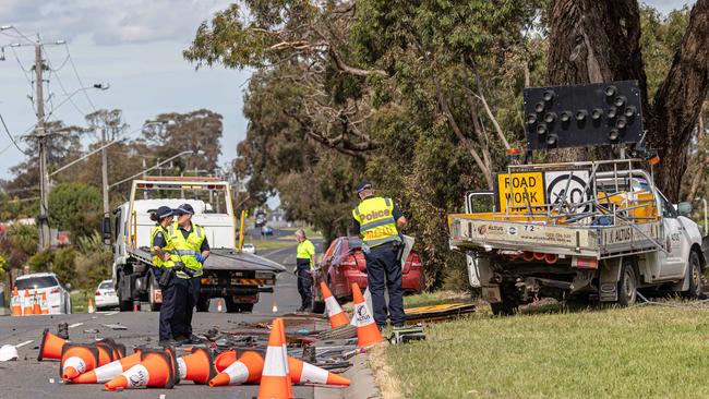 Mr Rakei was setting up traffic management for roadworks when he was hit by the car. Picture: Jason Edwards