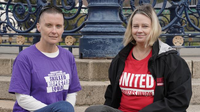 Vanessa Wood and Sherry Parker welcomed the rise but said it wouldn’t be enough for workers doing it tough with cost of living crisis. Picture: Dean Martin