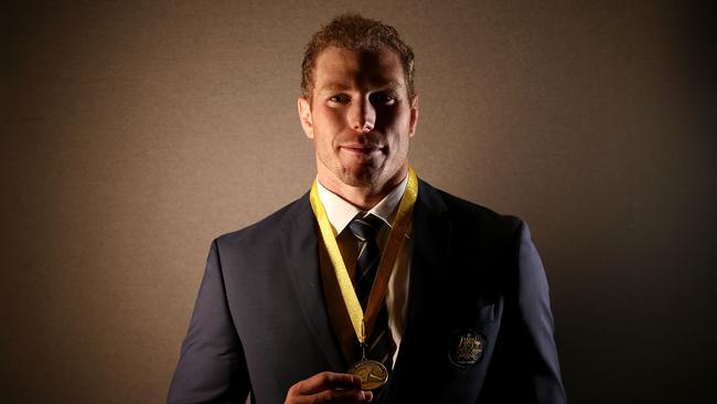 David Pocock poses with the John Eales Medal. Picture: Getty