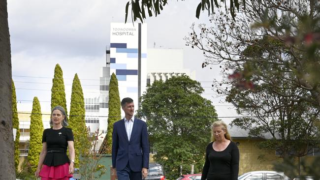 Candidate Toowoomba North Megan O'Hara Sullivan, Transport Minister Mark Bailey, candidate Toowoomba South, Susan Krause.