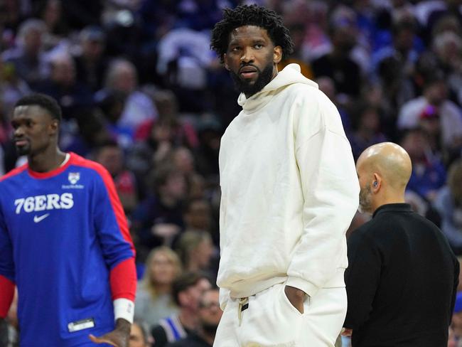 Joel Embiid hasn’t played yet this season. Mitchell Leff/Getty Images/AFP