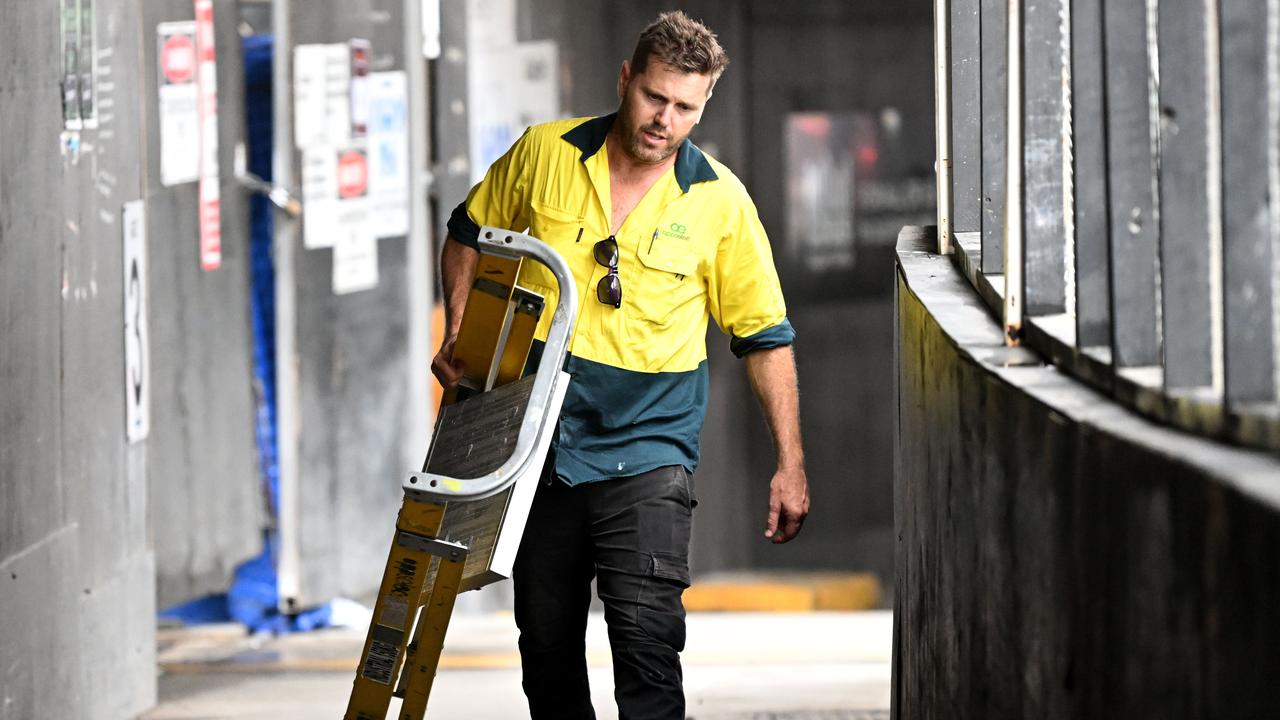 Tradies were seen picking up tools before Probuild collapsed sending shockwaves through the construction industry. Picture: NCA NewsWire / Dan Peled