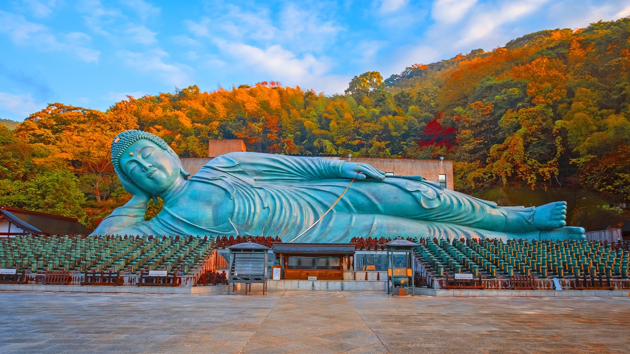 <h2>November: Autumn leaves, Fukuoka</h2><p>Sophisticated Fukuoka is a compact seaside city resting against a backdrop of densely forested mountains. During mid- to late November&rsquo;s peak koyo (autumn colours) there&rsquo;s leaf peeping aplenty minus the crowds of larger cities, making it a more relaxing proposition. Wander through the golden glow of Keyaki-dori&rsquo;s Zelkova tree tunnel, explore sprawling Ohori Park, or seek out the sculptured gardens of Yusen-tei. Better yet, celebrate the divine maple at Kamado Shrine&rsquo;s Momiji (maple) festival and market, sampling seasonal sweets.&nbsp;</p><p><strong>TIP:</strong> Have lunch on board the <a href="https://www.railkitchen.jp/" target="_blank" rel="noopener">Rail Kitchen Chikugo</a> to view Fukuoka&rsquo;s autumnal landscape from the comfort of your table.</p><p><strong>See also:&nbsp;</strong></p><p><a href="https://www.escape.com.au/destinations/asia/japan/japan-adventure-activities-in-nature/image-gallery/3b1076a8c92b69110ddf39895ad56d8d">11 epic adventures you can only have in Japan</a></p><p><a href="https://www.escape.com.au/destinations/asia/japan/japan-culture-onsens-and-toilet-etiquette/news-story/56c6701ad52e506e64163ccc08ecf623">I've been to 50 countries, nothing prepared me for Japan</a></p><p><a href="https://www.escape.com.au/top-lists/8-sides-to-japan-most-people-never-see/image-gallery/b640172dfb1258958b7429f5cfedfe6d">8 sides of Japan most people never see</a></p>