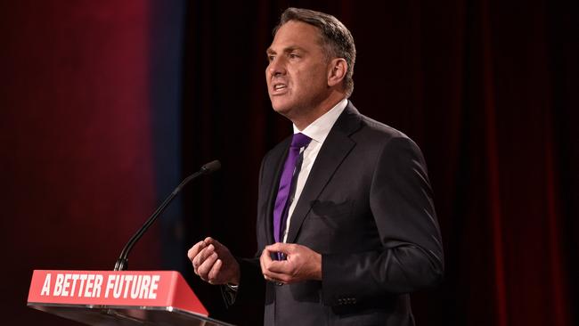 Richard Marles introduces Leader of the Opposition Anthony Albanese during a speech to Labor supporters at the Wests Ashfield Leagues Club in Sydney. Picture: NCA NewsWire / Flavio Brancaleone