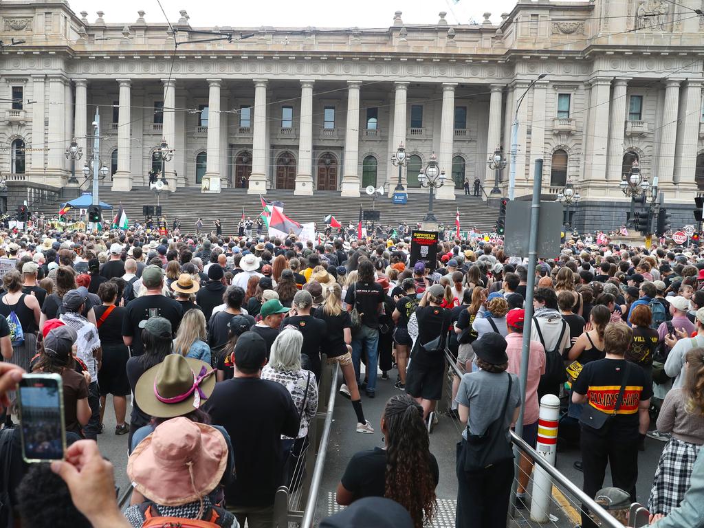 Attendees at the Invasion Day Rally in Melbourne. Picture: David Crosling