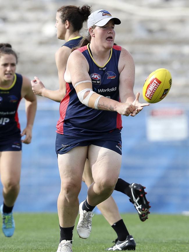 Adelaide superboot Sarah Perkins at training. Picture SARAH REED