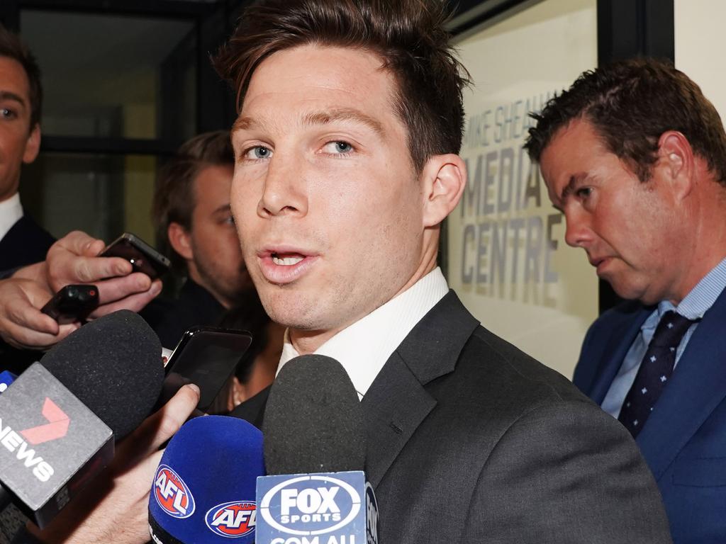 The days of players fronting media after tribunal hearings, like Toby Greene in 2019, are over. Picture: Michael Dodge