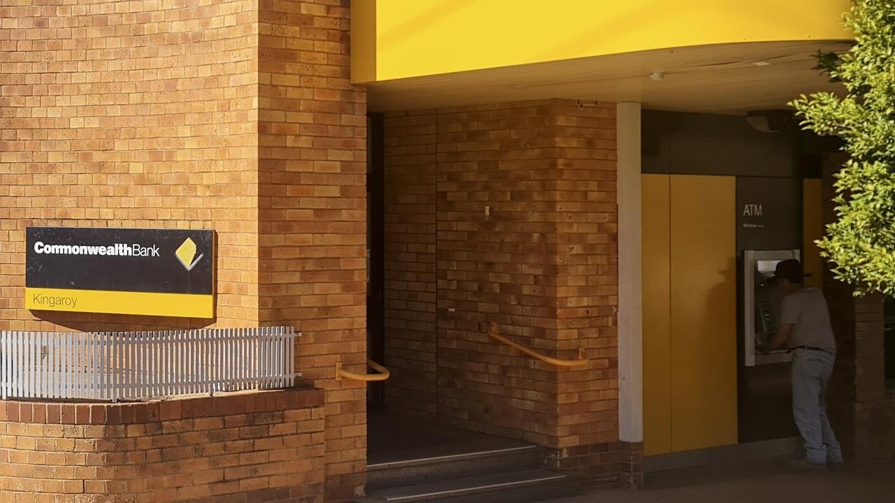 The Kingaroy branch of the Commonwealth Bank closed its doors after experiencing flood damage. Photo: Dominic Elsome