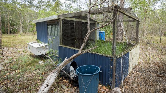 The now abandoned chicken shed where Eli Campbell was bitten multiple times by a taipan. Picture: Lachie Millard