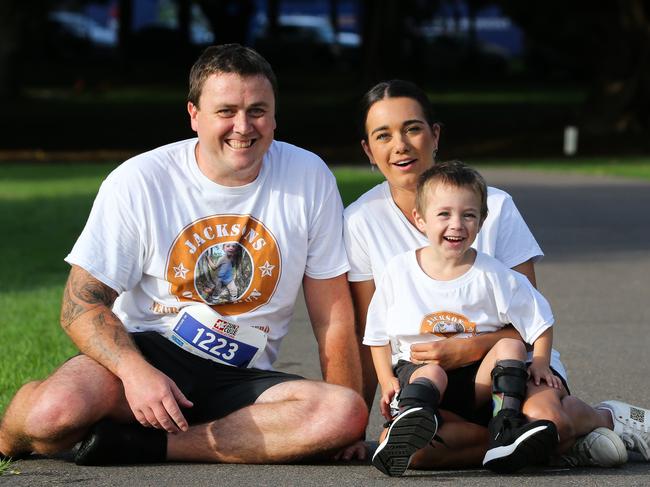 SYDNEY, AUSTRALIA: APRIL 07 2024:Andrew Yeates, Jackson Yeates, Annabelle Yeates, are at the Run2Cure event in Sydney. Picture: Daily Telegraph/ Gaye Gerard