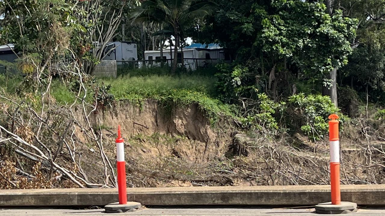 The erosion along the Mary River near the Huntsville Caravan Park at Tinana.